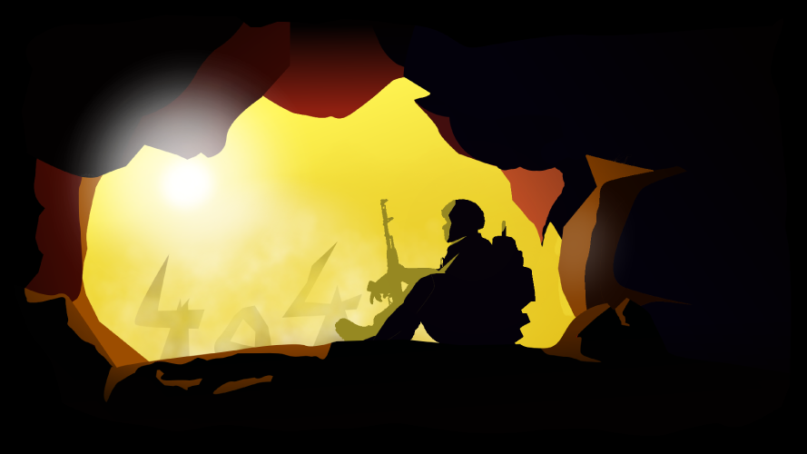 Soldat perdu dans une grotte